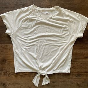 Joylab White Cropped Tie Workout Top
